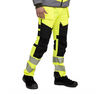 94% Polyesrer 6% Spandex Hi Vis Yellow Work Pants for Men Safety Hi-Vis Long Pants