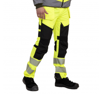 94% Polyesrer 6% Spandex Hi Vis Yellow Work Pants for Men Safety Hi-Vis Long Pants